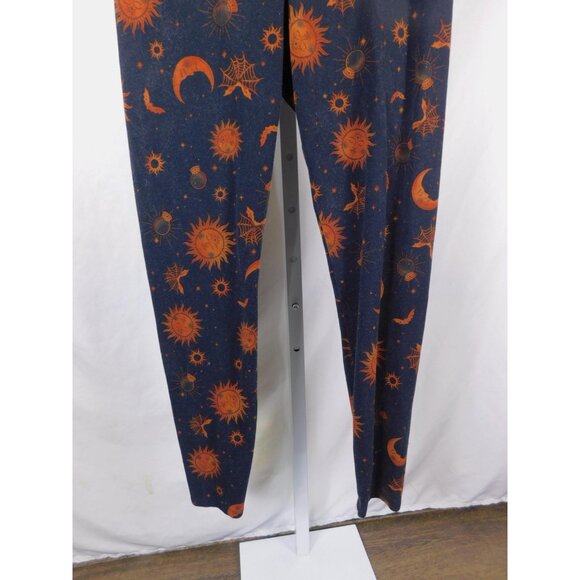 No Boundaries Leggings Womens Medium Navy Orange Halloween Celestial Print Bats - Picture 3 of 11